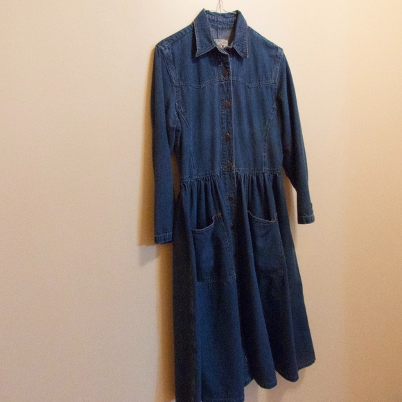 Studio 25 Long Sleeve Denim Button Up Front Dress - Picture 1 of 5